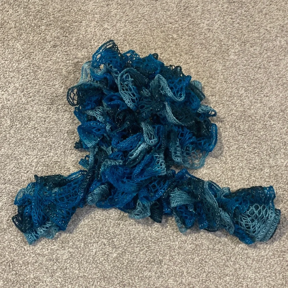 Blue Ruffled Knit Scarf - Picture 1 of 3